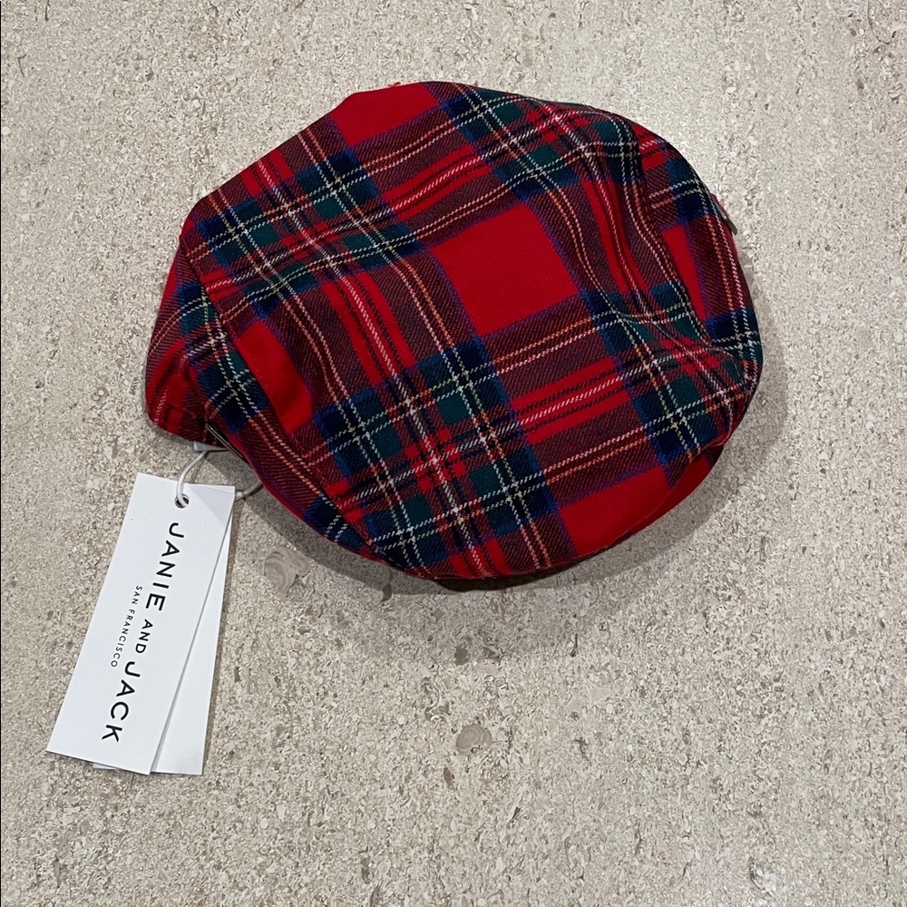 Janie and Jack Red and Blue Plaid Beret